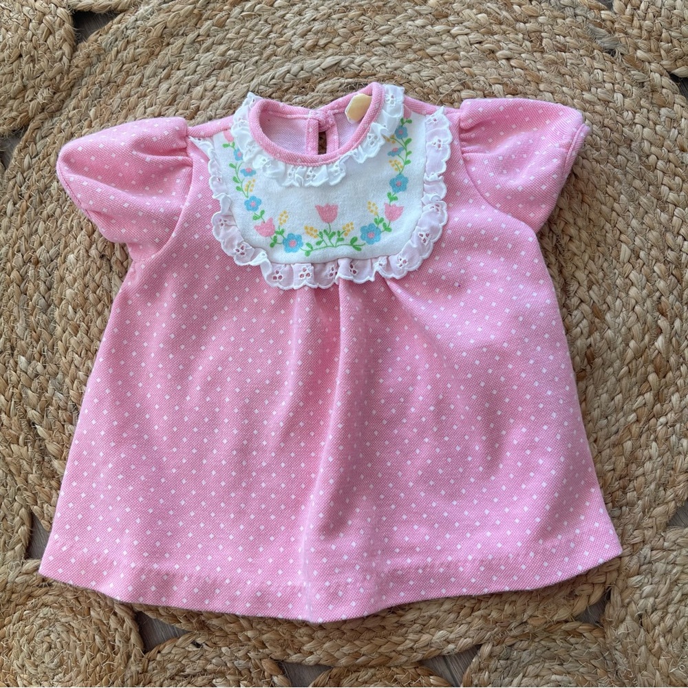 Vintage Carters Tulip Daisy Polka Dot Pastel Dress